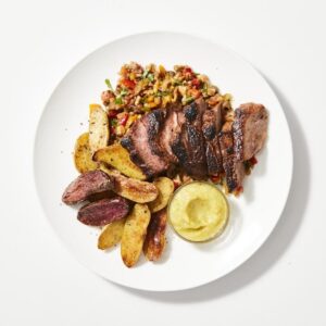 Adobo Flat Iron Steak with Mashwi Salad