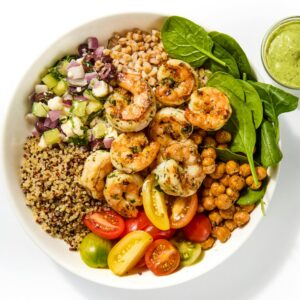 Mediterranean Grilled Shrimp Grain Bowl